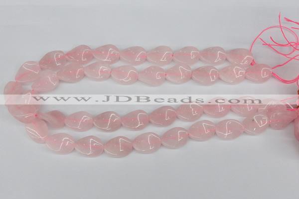 CTW80 15.5 inches 15*20mm twisted oval rose quartz beads