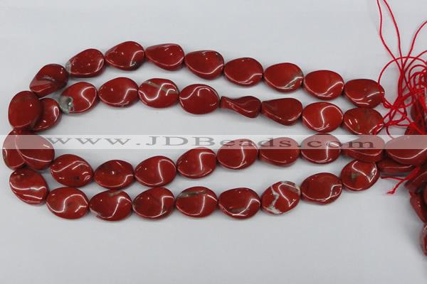 CTW85 15.5 inches 15*20mm twisted oval red jasper gemstone beads