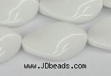 CTW99 15.5 inches 18*30mm twisted oval white agate gemstone beads