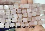 CUBS39 15 inches 7 - 8mm cube rose quartz gemstone beads wholesale