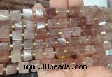 CUBS51 15 inches 7 - 8mm cube strawberry quartz gemstone beads wholesale