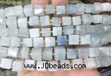 CUBS55 15 inches 8 - 9mm cube aquamarine gemstone beads wholesale