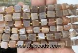 CUBS69 15 inches 7 - 8mm cube pink moonstone gemstone beads wholesale