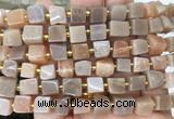 CUBS70 15 inches 8 - 9mm cube pink moonstone gemstone beads wholesale