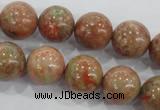 CUG105 15.5 inches 14mm round Chinese unakite beads wholesale