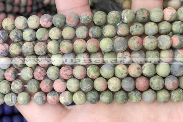 CUG191 15.5 inches 6mm round matte unakite beads wholesale