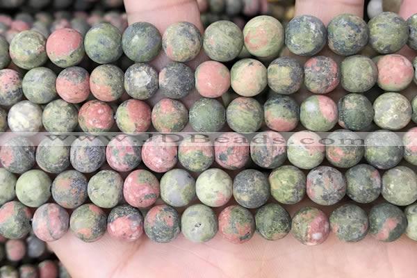 CUG192 15.5 inches 8mm round matte unakite beads wholesale