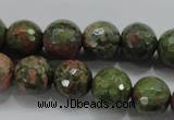 CUG302 15.5 inches 8mm faceted round unakite gemstone beads