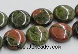 CUG50 16 inches 15mm flat round natural unakite gemstone beads wholesale