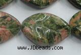 CUG64 16 inches 22*30mm twisted leaf natural unakite beads wholesale