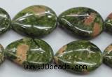 CUG70 15.5 inches 18*25mm flat teardrop unakite gemstone beads