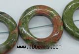 CUG76 15.5 inches 30mm donut unakite gemstone beads wholesale