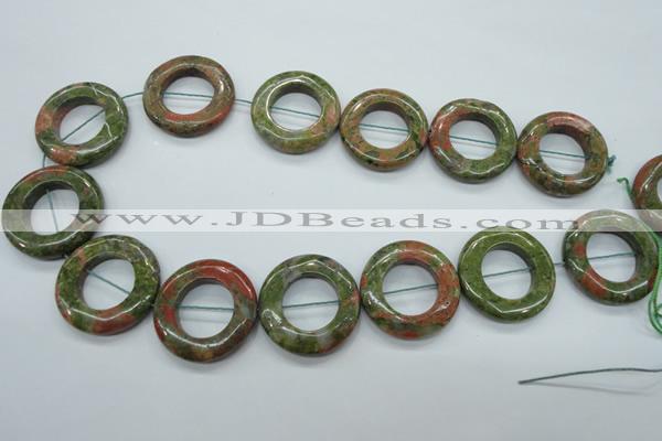 CUG76 15.5 inches 30mm donut unakite gemstone beads wholesale