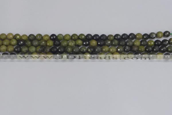 CUJ100 15.5 inches 4mm faceted round African green autumn jasper beads