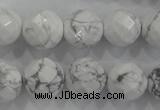 CWB215 15.5 inches 14mm faceted round natural white howlite beads