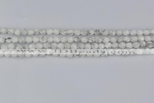 CWB238 15.5 inches 6mm faceted nuggets white howlite beads