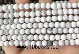 CWB251 15.5 inches 6mm round matte white howlite beads wholesale