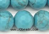 CWB263 15 inches 12mm faceted round howlite turquoise beads