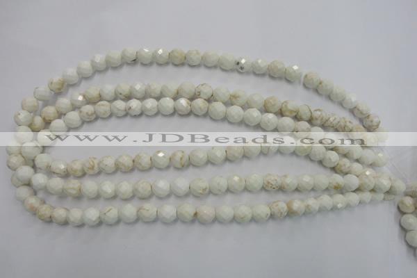 CWB302 15.5 inches 8mm faceted round howlite turquoise beads