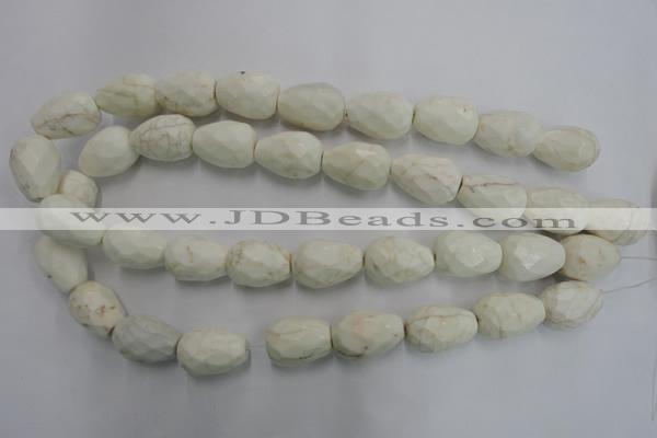 CWB338 15.5 inches 15*22mm faceted teardrop howlite turquoise beads