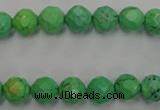 CWB392 15.5 inches 8mm faceted round howlite turquoise beads