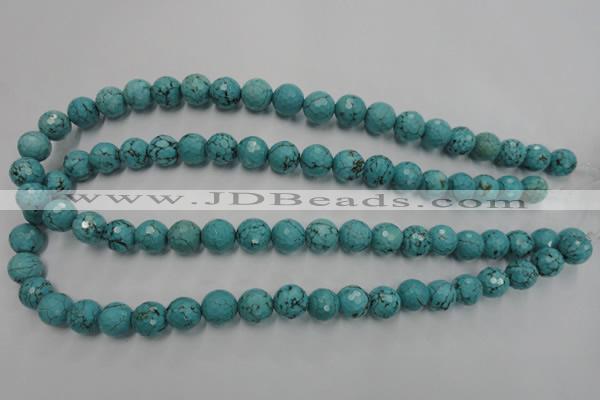 CWB423 15.5 inches 10mm faceted round howlite turquoise beads