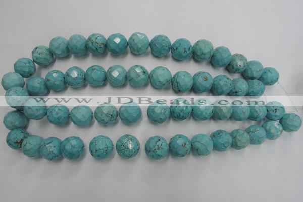 CWB425 15.5 inches 14mm faceted round howlite turquoise beads