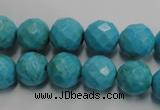 CWB434 15.5 inches 12mm faceted round howlite turquoise beads