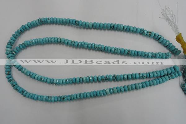 CWB441 15.5 inches 4*6mm faceted rondelle howlite turquoise beads