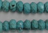 CWB447 15.5 inches 8*12mm faceted rondelle howlite turquoise beads