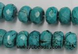 CWB448 15.5 inches 8*12mm faceted rondelle howlite turquoise beads