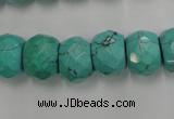 CWB452 15.5 inches 10*14mm faceted rondelle howlite turquoise beads