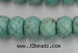 CWB457 15.5 inches 12*16mm faceted rondelle howlite turquoise beads