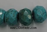 CWB460 15.5 inches 13*18mm faceted rondelle howlite turquoise beads