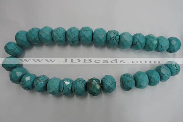 CWB460 15.5 inches 13*18mm faceted rondelle howlite turquoise beads