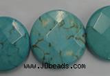 CWB528 15.5 inches 25mm faceted oval howlite turquoise beads