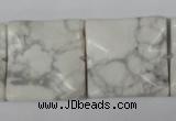 CWB62 15.5 inches 25*25mm wavy square natural white howlite beads