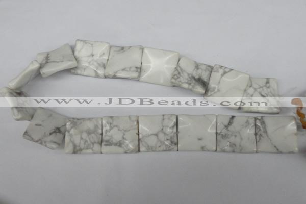 CWB62 15.5 inches 25*25mm wavy square natural white howlite beads