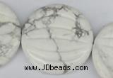 CWB64 15.5 inches 40mm carved coin natural white howlite beads wholesale