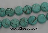 CWB701 15.5 inches 10mm flat round howlite turquoise beads