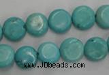 CWB702 15.5 inches 11mm flat round howlite turquoise beads