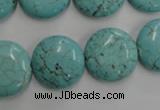 CWB706 15.5 inches 18mm flat round howlite turquoise beads