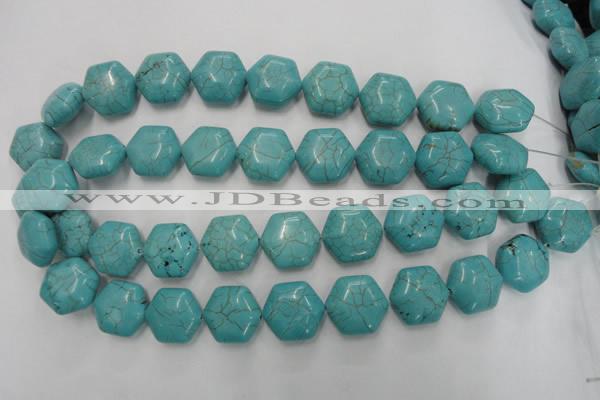 CWB712 15.5 inches 18*20mm hexagon howlite turquoise beads