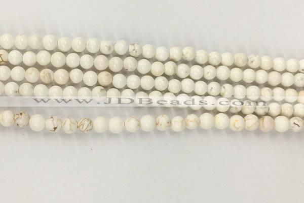 CWB800 15.5 inches 4mm round white howlite turquoise beads