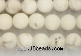 CWB811 15.5 inches 4mm round matte white howlite turquoise beads