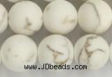 CWB814 15.5 inches 10mm round matte white howlite turquoise beads