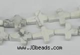 CWB88 15.5 inches 12*15mm cross natural white howlite beads