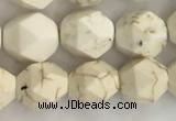 CWB885 15.5 inches 6mm faceted nuggets white howlite turquoise beads