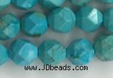 CWB889 15.5 inches 6mm faceted nuggets howlite turquoise beads