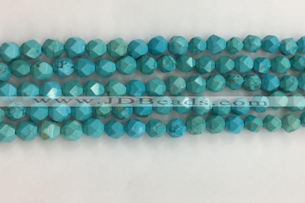 CWB889 15.5 inches 6mm faceted nuggets howlite turquoise beads